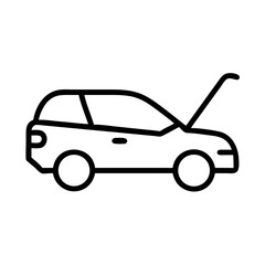 Car with open hood vector icon, for repair service, maintenance, and auto parts websites