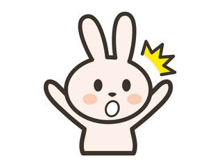 両手を上げてびっくりするかわいいうさぎさんの上半身イラスト