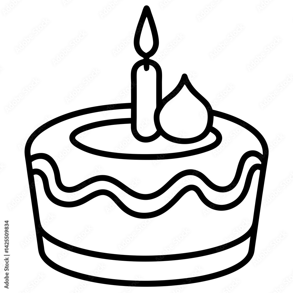 Fototapete Cake with Candle on White Background – AI Graphic Design for Digital Use