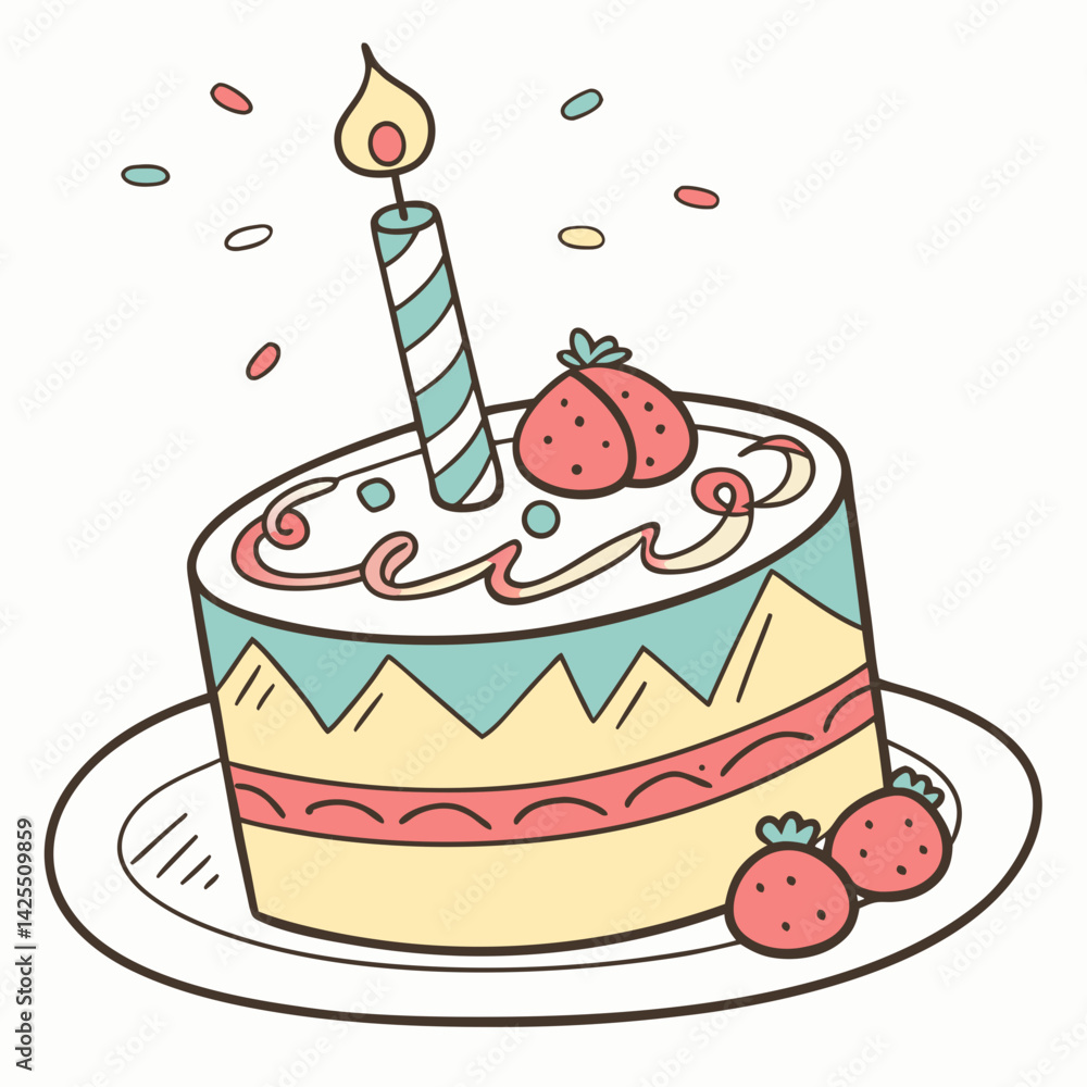 Fototapete cake with candle on white background – ai graphic design for digital use