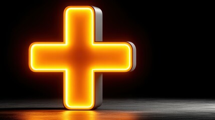 Fototapeta premium A striking and commanding image of a glowing cross of light shining brightly against a deep black background, creating a modern and powerful aesthetic
