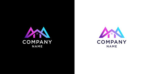 house logo design letter aa