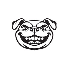 Black and White Bulldog Head Illustration on Plain Background