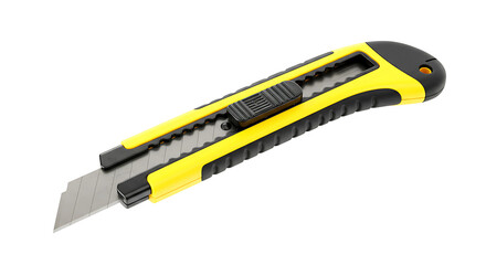 Retractable Box Cutter Knife with Sharp Blade Isolated


