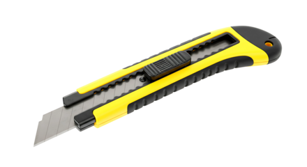 Retractable Box Cutter Knife with Sharp Blade Isolated


