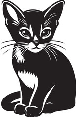 Black and White Abyssinian Cat Vector Illustration – Minimalist Feline Art