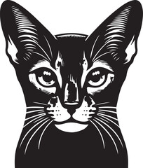 Black and White Abyssinian Cat Vector Illustration – Minimalist Feline Art