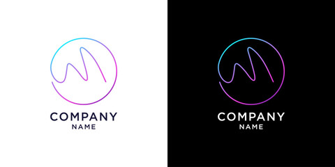 letter m logo design. rising wave