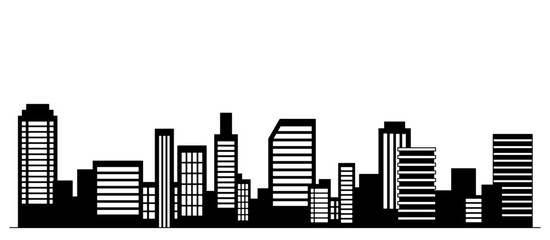 シンプルな線画ビル群のベクターイラスト 背景 
