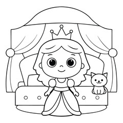 Cute Princess Coloring pages For Kids
