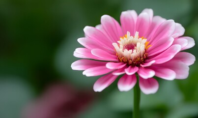 Close up of a pink flower with a white center, Generative AI