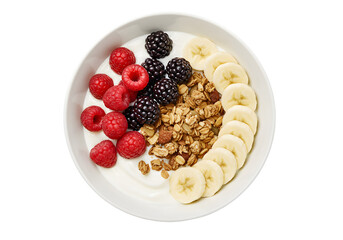 Healthy Yogurt Parfait with Granola and Berries transparent background
