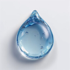 Transparent glass water drops, blue liquid, crystal, sphere, skincare essence ball, liquid oil foam, cells, science, moisture, face lifting, anti-aging, luxury, energy, beauty and cosmetic,3D render
