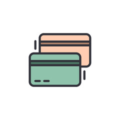 Obraz premium Money card colored icons, minimalist vector illustration ,simple transparent graphic element .Isolated on white background