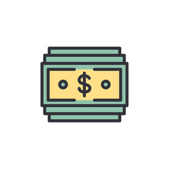 Money colored icons, minimalist vector illustration ,simple transparent graphic element .Isolated on white background