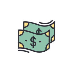 Money colored icons, minimalist vector illustration ,simple transparent graphic element .Isolated on white background