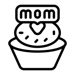 Cupcake with Mom Line Icon