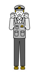 全身のポーズ_シンプルな警察官の男性09
