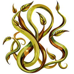 Olive and Brown Watercolor Vines. Perfect for: Earth Day, botanical gardens, nature retreats