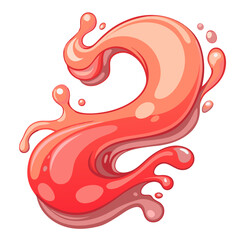 Naklejka premium Flowing Liquid Watercolor in Coral Red. Perfect for: Art therapy sessions, emotional expression workshops, creative events