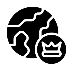 Globe with crown Solid Icon