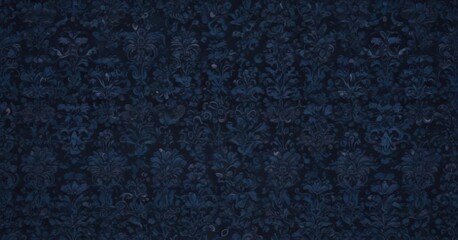 Deep midnight blue damask with rich velvet texture  Gothic floral wallpaper pattern , home decor, midnight, victorian