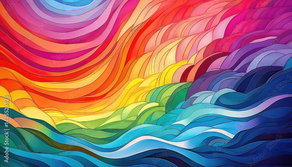 Poster vivid rainbow abstraction a riveting spectacle infusing walls with bold hues, invigorating spaces wi