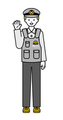 全身のポーズ_シンプルな警察官の男性02