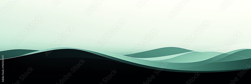 Poster abstract wavy background with green and white color gradient design