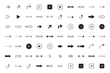 シンプルな矢印アイコンセット ベクター　イラスト　透明背景