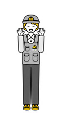 全身のポーズ_シンプルな警察官の女性09