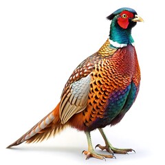 Male european common pheasant phasianus colchicus isolated on white background