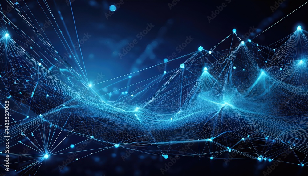 Aufkleber dark abstraction technological vortex in blue, swirling lines and dots illuminating a mysterious nig