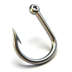 One metal hook fishing equipment isolated on white background