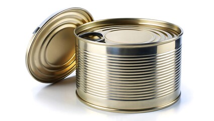 Open tin can isolated on white background