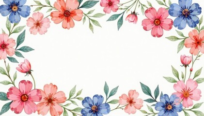 Obraz premium Subtle watercolor floral motif on a square grid, pastel tones , wallpaper, fabric, line