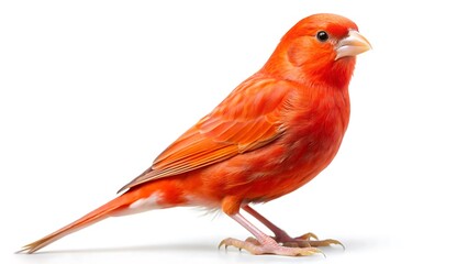 Red canary serinus canaria isolated on white background