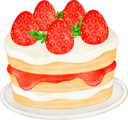 watercolor strawberry cake