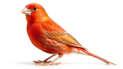 Red canary serinus canaria isolated on white background