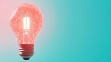 Polygon lightbulb in exchange network technology concept. A modern light bulb design glowing in vibrant colors.