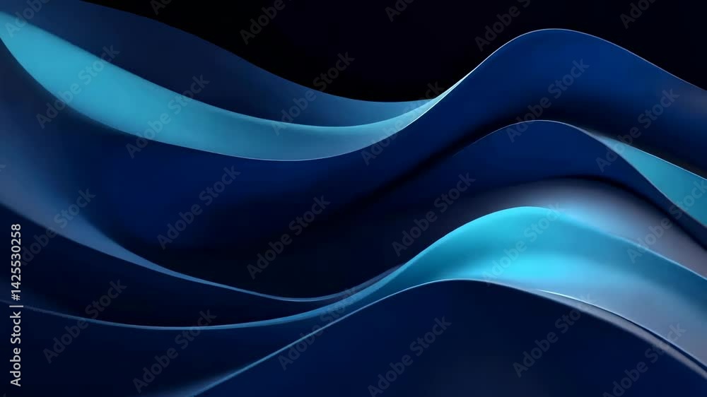 Poster abstract video concept with smooth, flowing blue waves. captured from a low-angle, emphasizing depth
