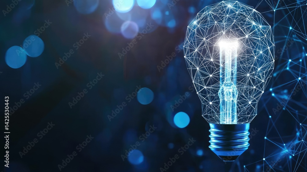 Aufkleber polygon lightbulb in futuristic blockchain lamp concept. stylized light bulb symbolizing innovation 