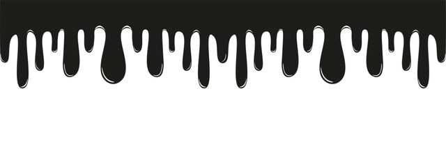 Black paint Liquid Spots Frame vector illustration, Oil floating Drips isolated transparent background, Perfect Flowing motion texture Frame graphic EPS 10