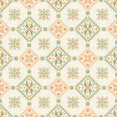  Geometric pixel art pattern. Abstract pixel art geometric pattern design for fabric, carpet, tile, clothing, embroidery, needlepoint and background. Vector pixel art seamless motif Native American.