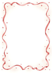 Romantic Pink Ribbon and Heart Frame 

