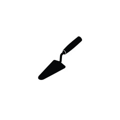 A small handheld trowel full black silhouette on white background