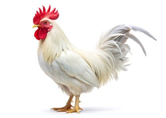 Fototapeta premium White Rooster isolated on white background