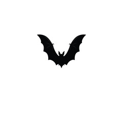 bat full black silhouette on white background