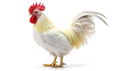 Fototapeta premium White Rooster isolated on white background