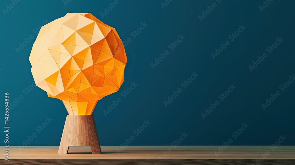 Poster polygon lightbulb in futuristic blockchain lamp concept. stylish geometric lamp casting a warm glow 